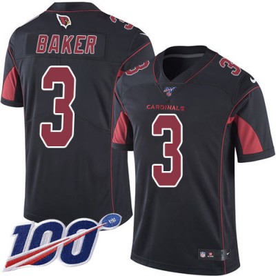 Nike Arizona Cardinals #3 Budda Baker Black Men's Stitched NFL Limited Rush 100th Season Jersey